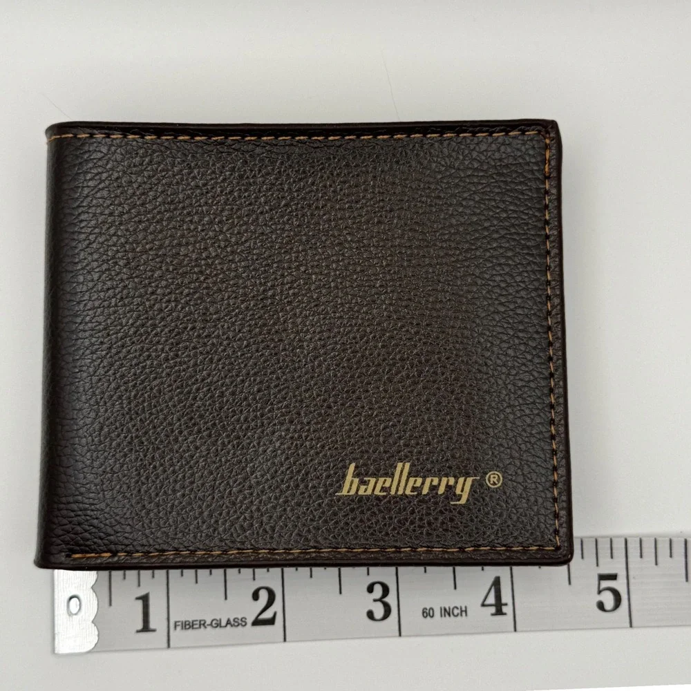 Baellerry Men's Dark Brown Faux Leather Bifold‎ Wallet Organizer Pockets